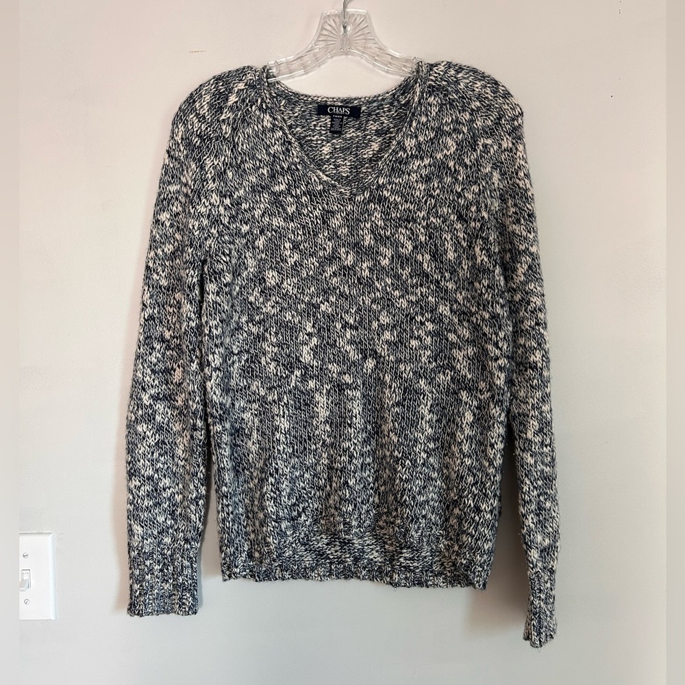 Chaps Blue and White Knit Sweater